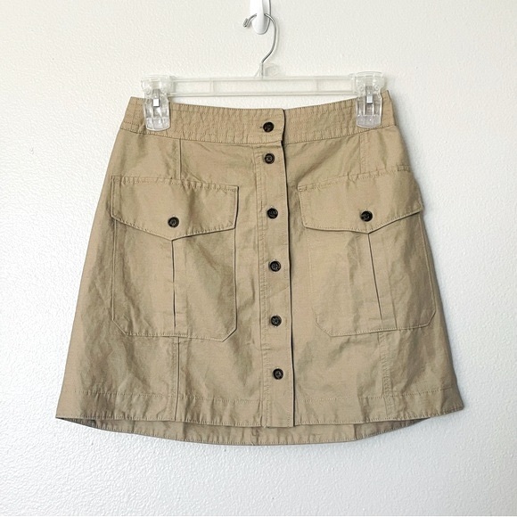 NWT Banana Republic Steppe Linen Blend Mini Skirt in Maverick Tan Khaki Size 8 - Picture 2 of 7